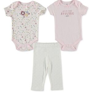 Baby Gear Girls 3 Piece Set 6-9 Months New with Tags 2 Bodysuits 1 Pant Pink